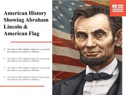 American history showing abraham lincoln and american flag