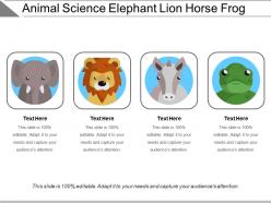 Animal science elephant lion horse frog