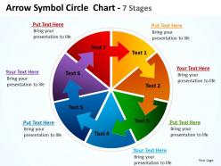 Arrow symbol pie circle showing circular flow in process chart 7 stages powerpoint templates 0712