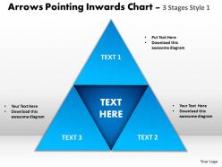 Arrows pointing inwards chart 3 stages style 1 powerpoint templates