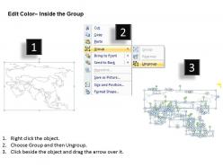 Asia continents map ppt theme 1114