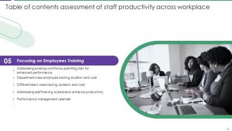 Assessment Of Staff Productivity Across Workplace Powerpoint Presentation Slides