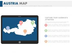 Austria map with location icons powerpoint slides