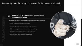 Automating Manufacturing Procedures For Increased Productivity Powerpoint Presentation Slides