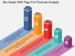 Bar graph with tags for financial analysis flat powerpoint design