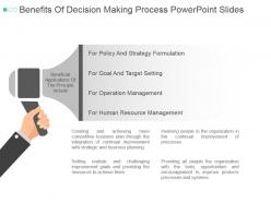 Benefits of decision making process powerpoint slides