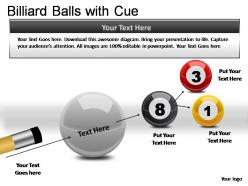 Billiard balls with cue powerpoint presentation slides