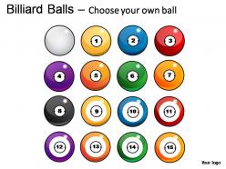 Billiard balls with cue powerpoint presentation slides