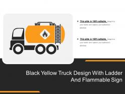 Black yellow truck design with ladder and flammable sign