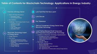 Blockchain Technology Applications in Energy Industry Training Ppt