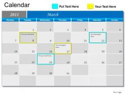 Blue calendar 2011 powerpoint presentation slides