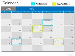 Blue calendar 2011 powerpoint presentation slides