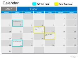 Blue calendar 2011 powerpoint presentation slides