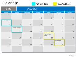 Blue calendar 2011 powerpoint presentation slides