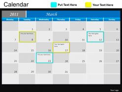 Blue calendar 2011 powerpoint presentation slides db