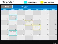 Blue calendar 2011 powerpoint presentation slides db