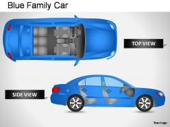 Blue family car top view powerpoint presentation slides