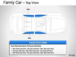 Blue family car top view powerpoint presentation slides