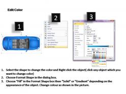 Blue family car top view powerpoint presentation slides