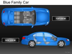 Blue family car top view powerpoint presentation slides db