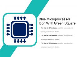 Blue microprocessor icon with green square