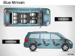 Blue minivan side view powerpoint presentation slides