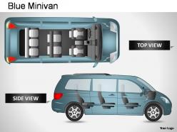 Blue minivan top view powerpoint presentation slides