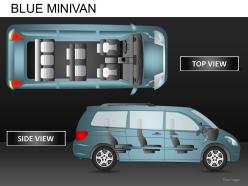 Blue minivan top view powerpoint presentation slides db