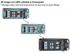 Blue minivan top view powerpoint presentation slides db