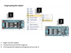 Blue minivan top view powerpoint presentation slides db