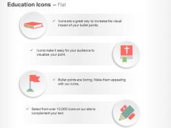 Book bible flag pencil ruler ppt icons graphics