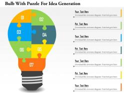 Bulb with puzzle for idea generation flat powerpoint design