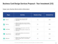 Business card design services proposal powerpoint presentation slides