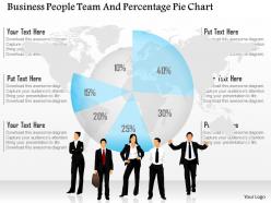 Business peoples team and percentage pie chart ppt presentation slides