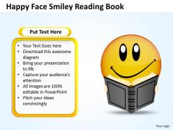 Business powerpoint templates happy face smiley reading book 120