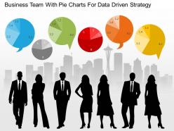 Business Team With Pie Charts For Data Driven Strategy Powerpoint Slides