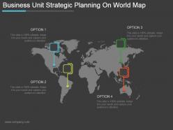 Business unit strategic planning on world map powerpoint slide images