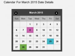 Calendar for march 2015 date details flat powerpoint design