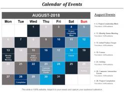 Calendar of events