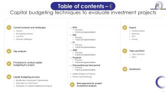 Capital Budgeting Techniques To Evaluate Investment Projects Complete Deck Captivating Graphical