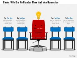 Chairs with one red leader chair and idea generation flat powerpoint design