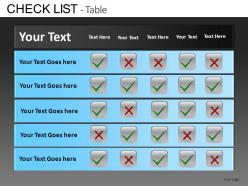 Check list table powerpoint presentation slides db