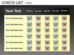 Check list table powerpoint presentation slides db