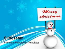 Christmas greeting pictures of jesus snowman with merry chritsmas banner powerpoint templates ppt