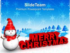 Christmas time merry red snowman with holidays powerpoint templates ppt background