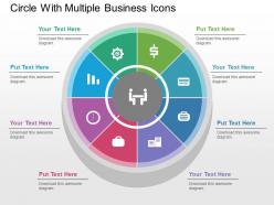 Circle with multiple business icons flat powerpoint design