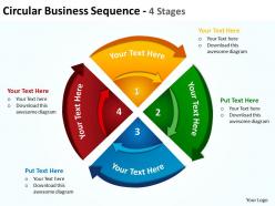 Circular business sequence with concentric arrows cut up into 4 stages powerpoint templates 0712