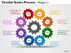 Circular gears process stages 8 powerpoint slides