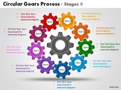 Circular gears process stages 9 powerpoint slides