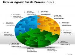 Circular jigsaw puzzle process style 4 powerpoint slides